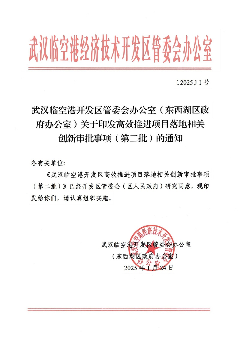 武汉临空港开发区管委会办公室（东西湖区政府办公室）关于印发高效推进项目落地相关创新审批事项（第二批）的通知_00