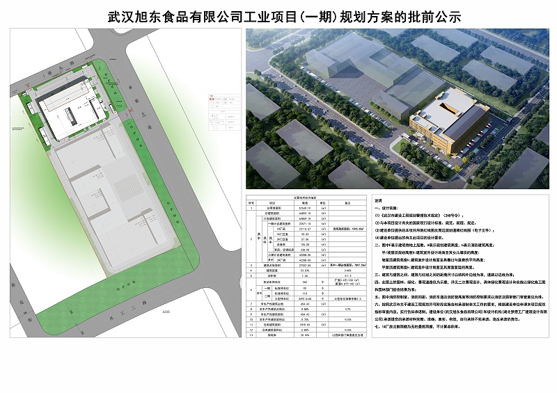 武汉旭东食品有限公司“工业项目（一期）”规划方案的批前公示